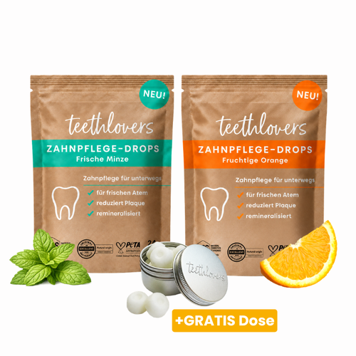 Doppelpack Zahnpflege‑Drops – Frische Minze & Fruchtige Orange
