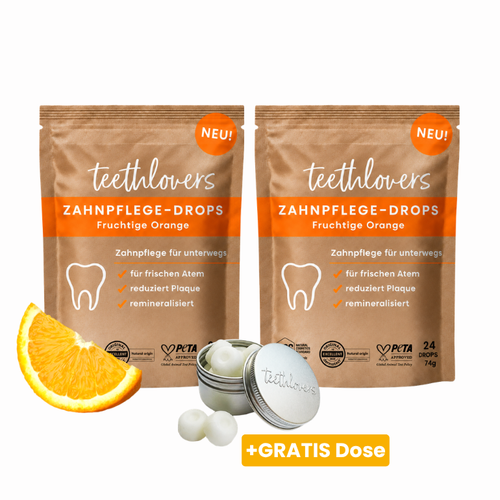 Doppelpack Zahnpflege‑Drops Fruchtige Orange